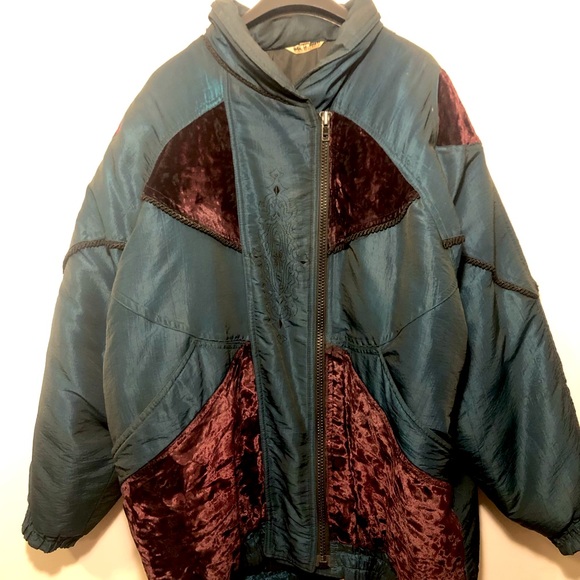 Vintage Ski Jacket Re-designed With Velvet And Embroidery - Picture 1 of 5